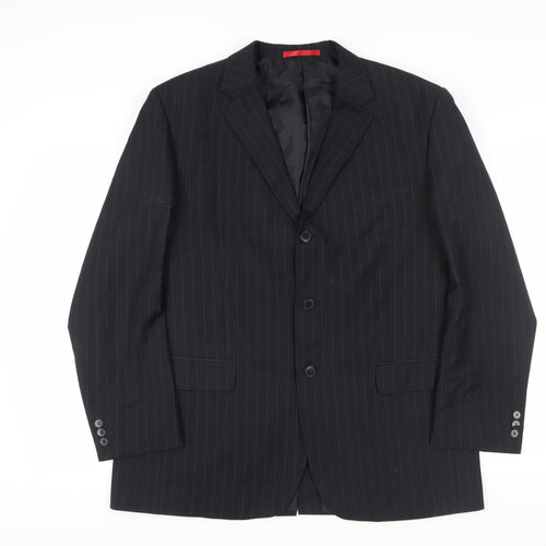 Burton Men's Black Pinstripe Blazer, Size 44R, Regular Fit