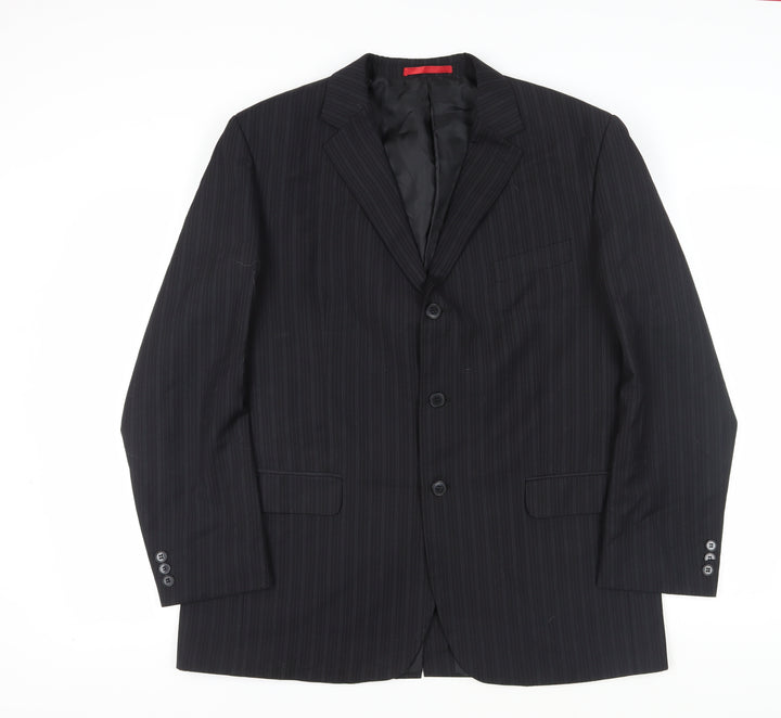 Burton Men's Black Pinstripe Blazer, Size 44R, Regular Fit