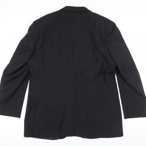 Burton Men's Black Pinstripe Blazer, Size 44R, Regular Fit