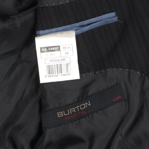Burton Men's Black Pinstripe Blazer, Size 44R, Regular Fit
