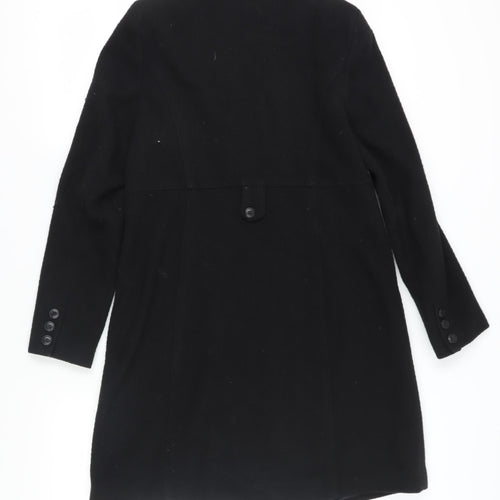 Cooperative Women's Black Wool Blend Pea Coat with Fur Trim Size M
