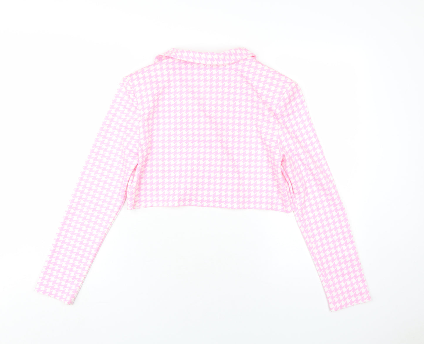 ASOS DESIGN Women's Pink Check Cropped Jacket UK 10