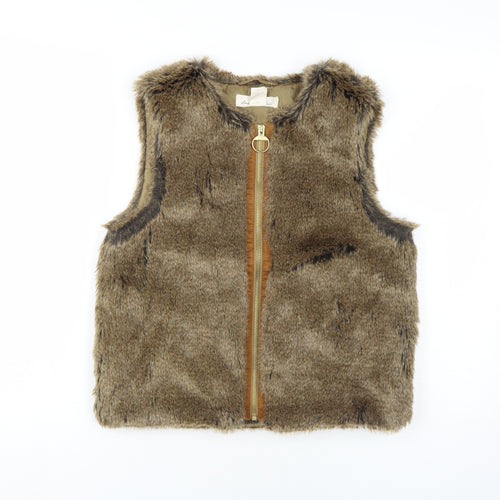 L.O.G.G. Women's Brown Faux Fur Waistcoat Size 6