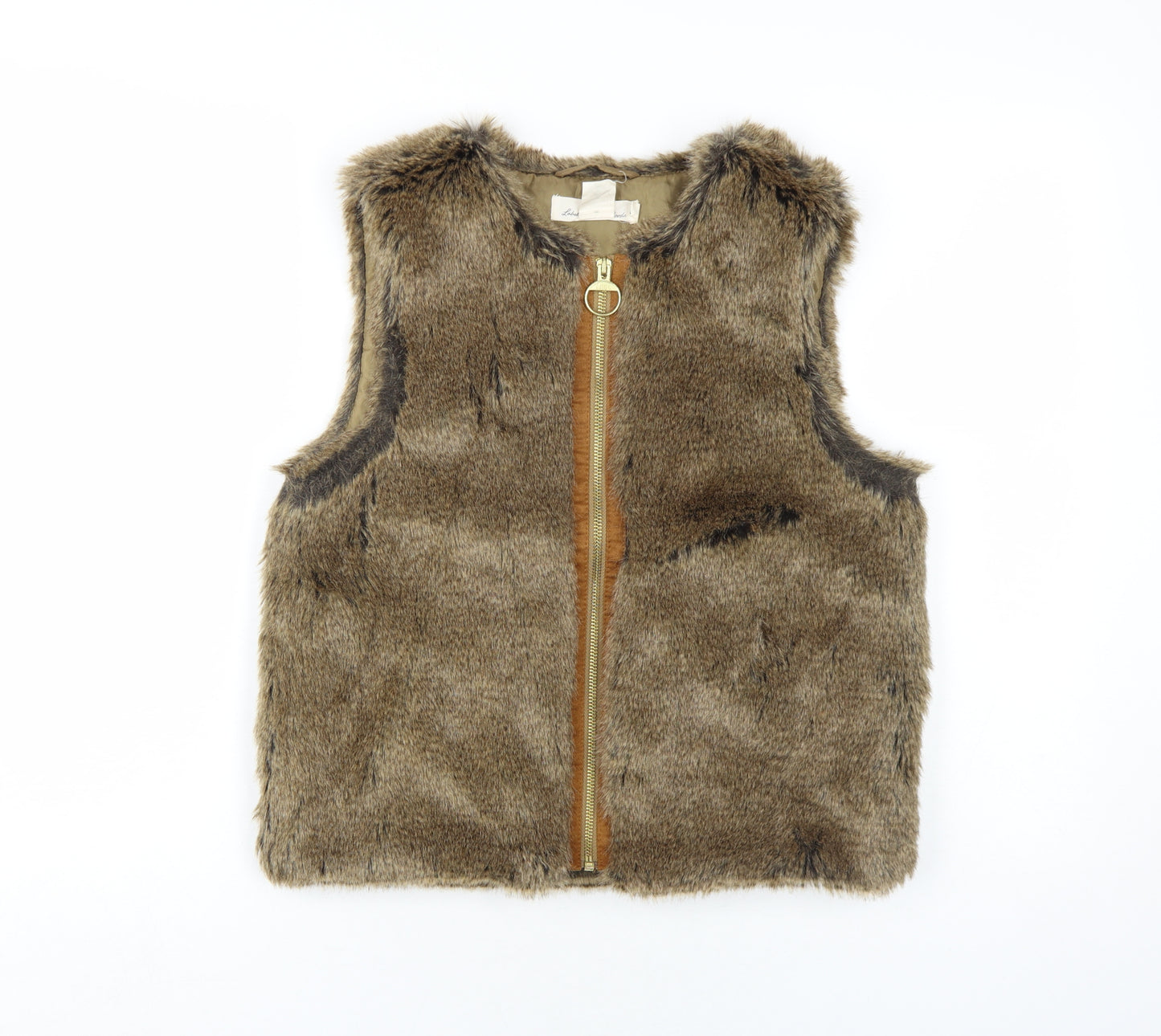 L.O.G.G. Women's Brown Faux Fur Waistcoat Size 6