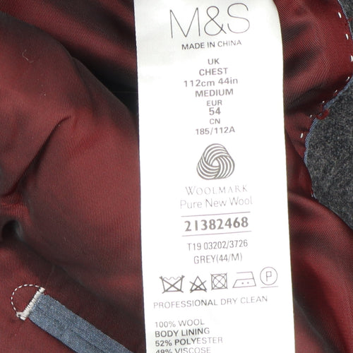 Marks and Spencer Grey Wool Men's Blazer Size 44