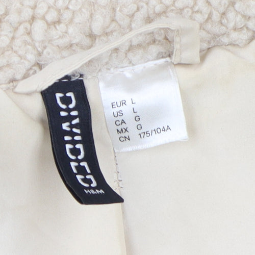 H&M Women's Beige Fleece Bomber Jacket Size 14