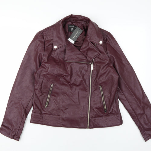 Dorothy Perkins Womens Burgandy Moto Jacket Size 14