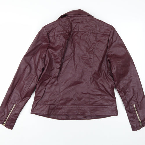 Dorothy Perkins Womens Burgandy Moto Jacket Size 14