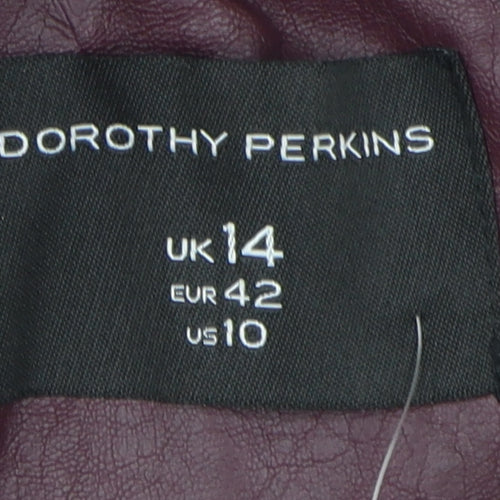 Dorothy Perkins Womens Burgandy Moto Jacket Size 14