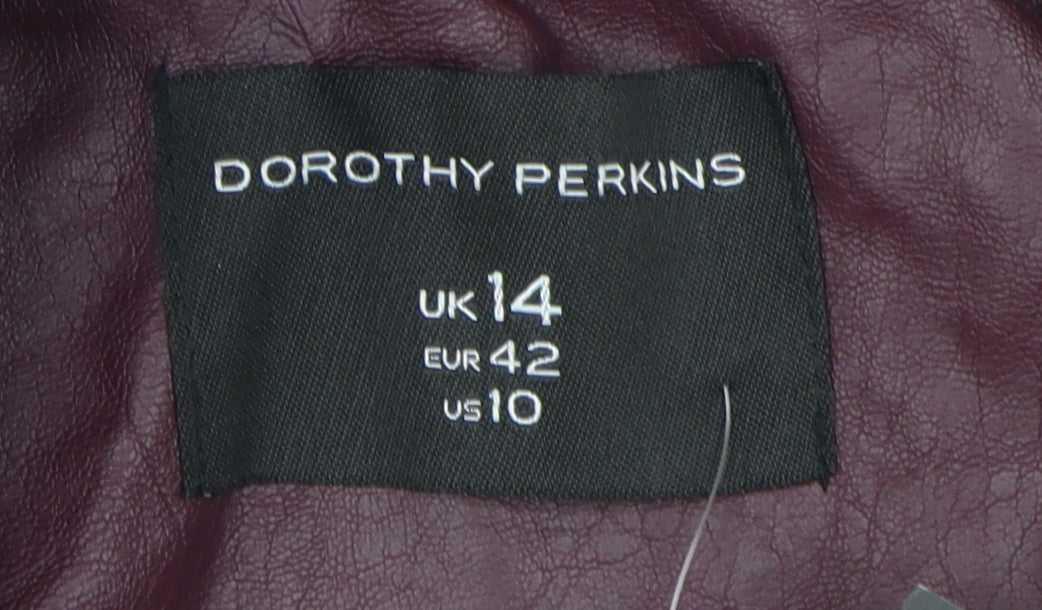 Dorothy Perkins Womens Burgandy Moto Jacket Size 14