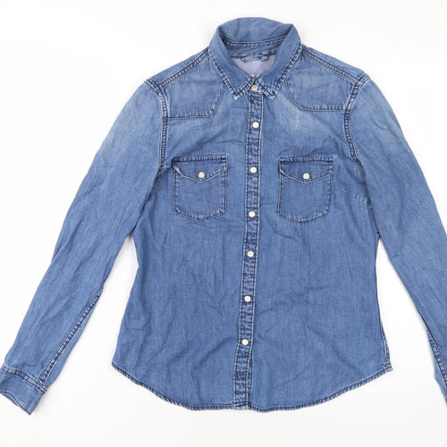 Gap Women's Blue Denim Button-Up Shirt Small