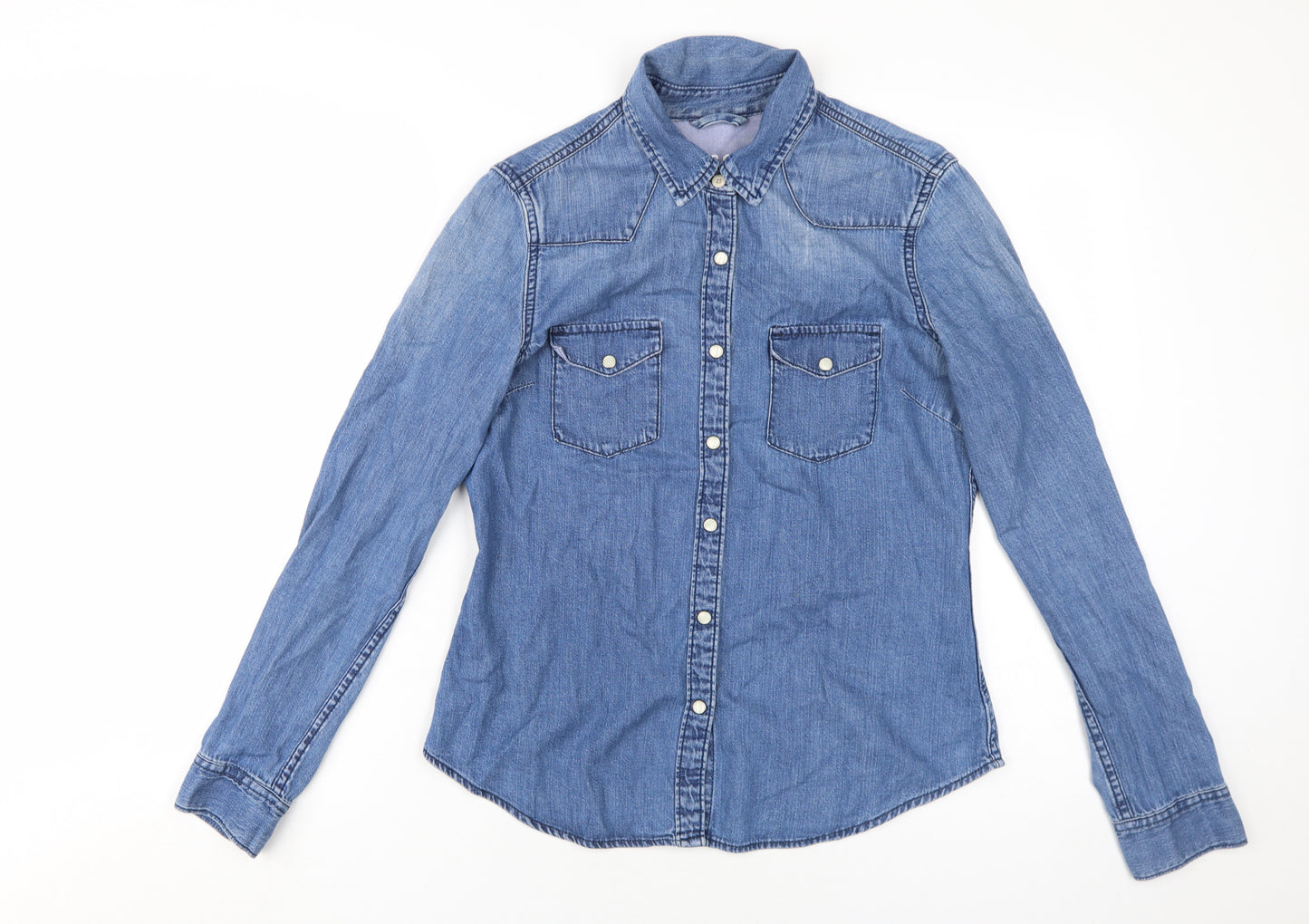 Gap Women's Blue Denim Button-Up Shirt Small