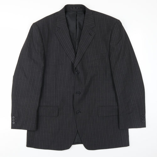 Pinstripe Men's Black Blazer 42 Short - Classic Style