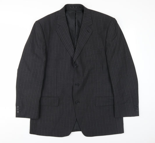 Pinstripe Men's Black Blazer 42 Short - Classic Style