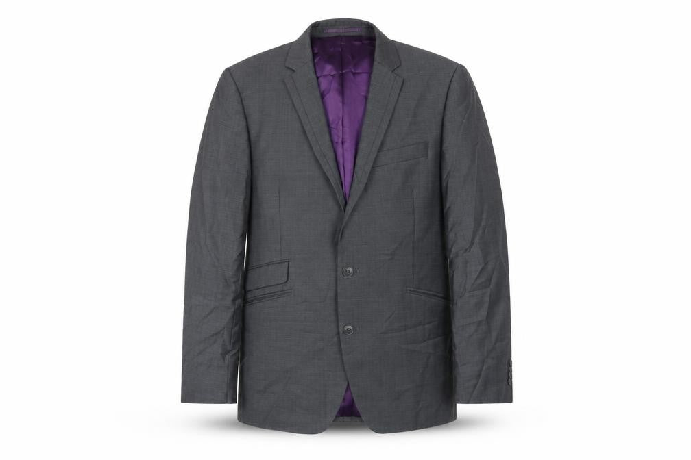 Front view of John Lewis Men's Grey Wool Blazer, size 42, Formal