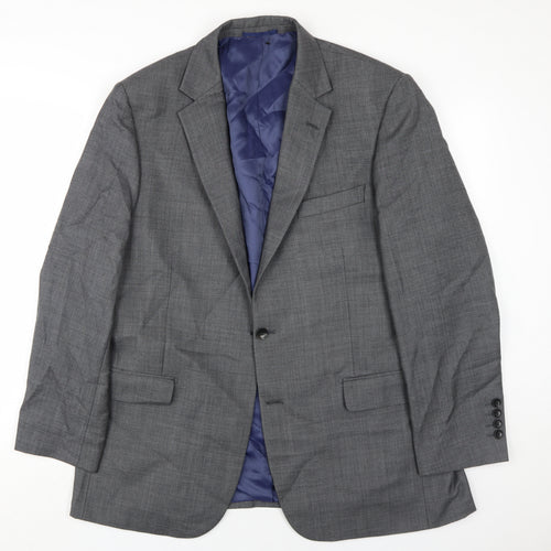 Austin Reed Men's Grey Wool Blazer, Size 44R, Two-Button Classic Style