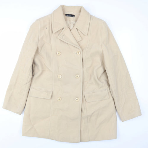 BHS Women's Beige Wool Blend Pea Coat Size 14