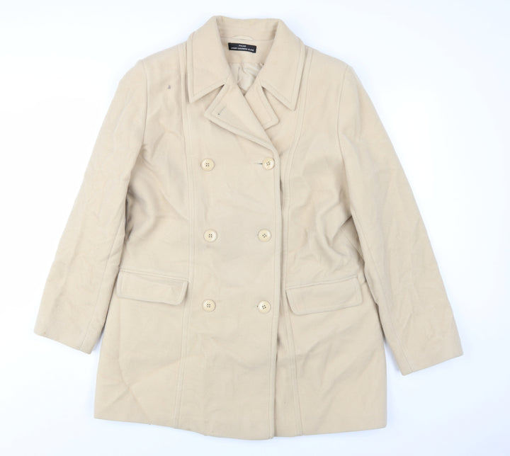 BHS Women's Beige Wool Blend Pea Coat Size 14