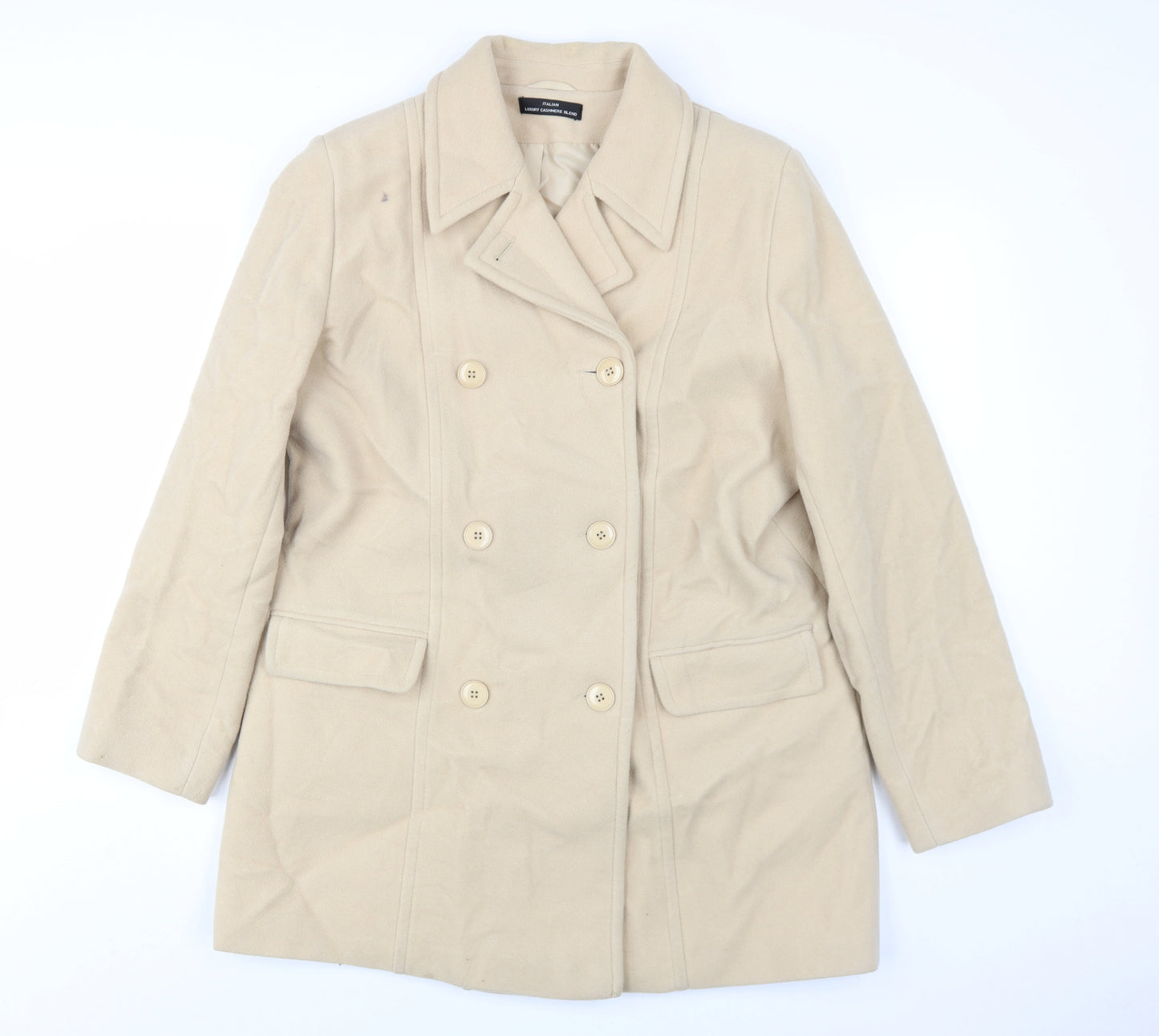 BHS Women's Beige Wool Blend Pea Coat Size 14