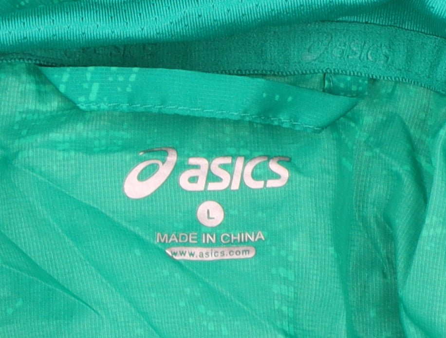 Asics Men's Green Windbreaker Jacket Size L