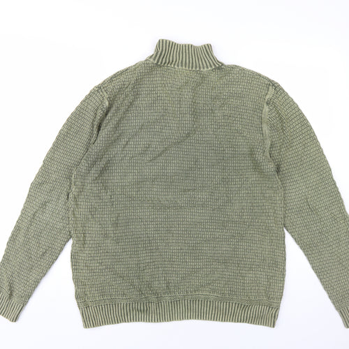 White Stuff Men's Green Henley Jumper, Size M, Cotton