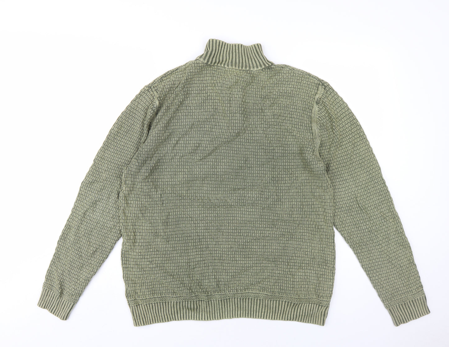 White Stuff Men's Green Henley Jumper, Size M, Cotton