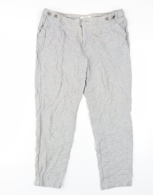 White Stuff Women's Grey Trousers Size 12 Linen Cotton