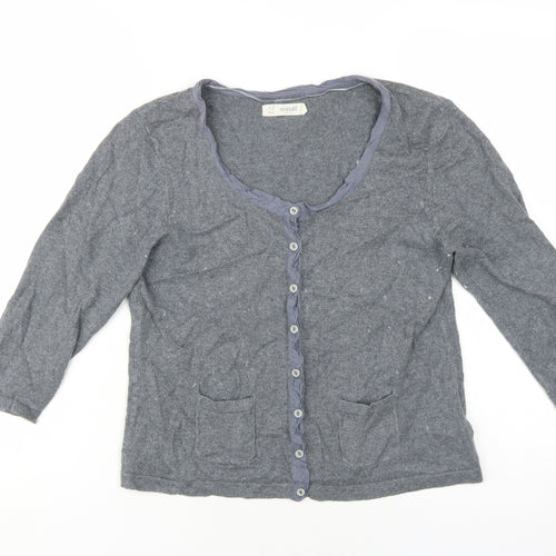 Seasalt Women's Grey Cotton Wool Cardigan, Size 12