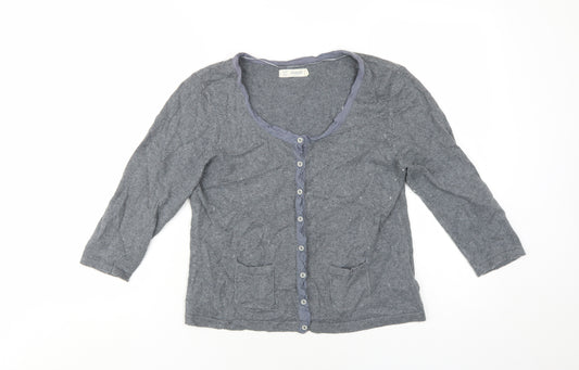 Seasalt Women's Grey Cotton Wool Cardigan, Size 12