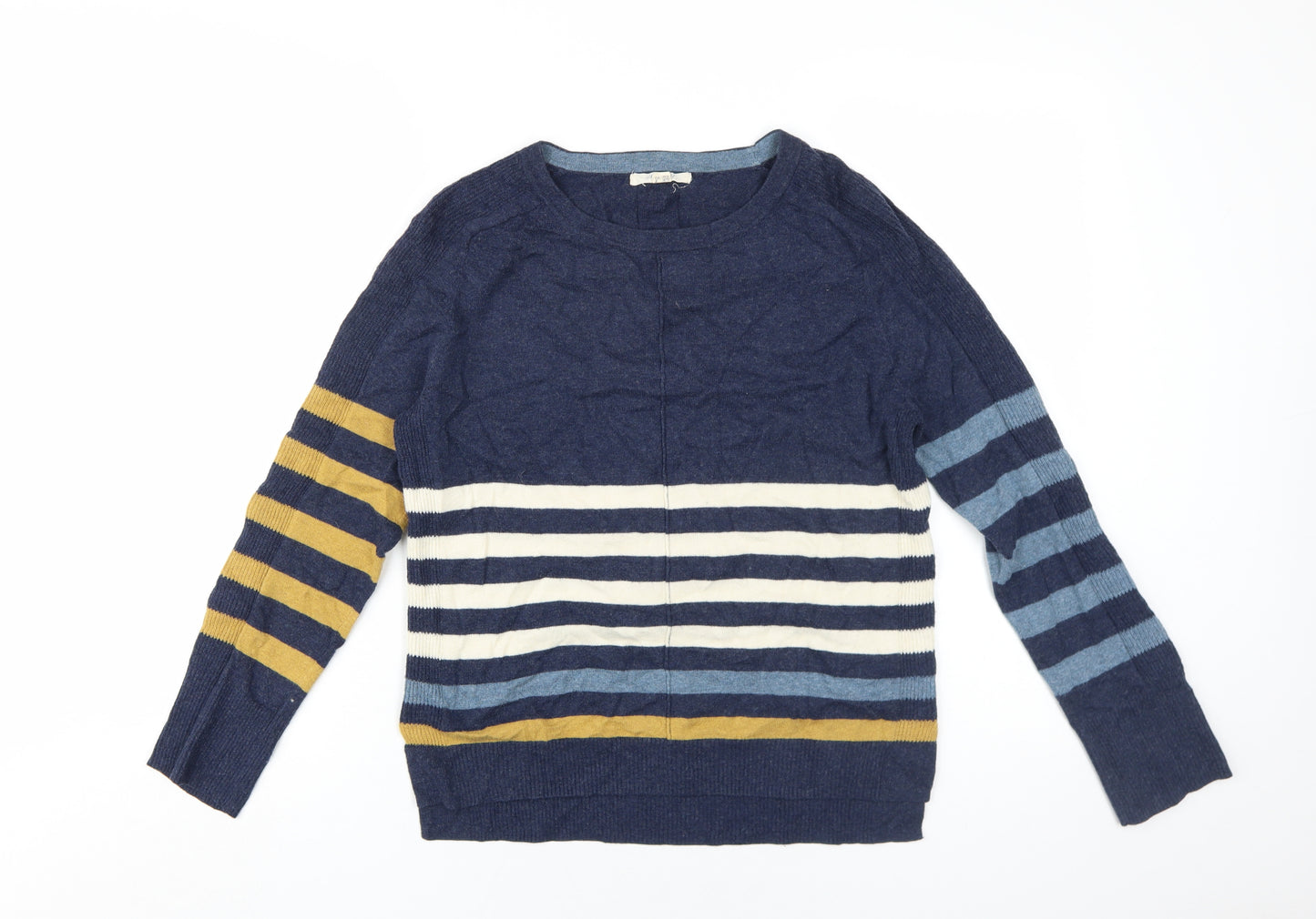 White Stuff Women's Blue Striped Jumper UK 8