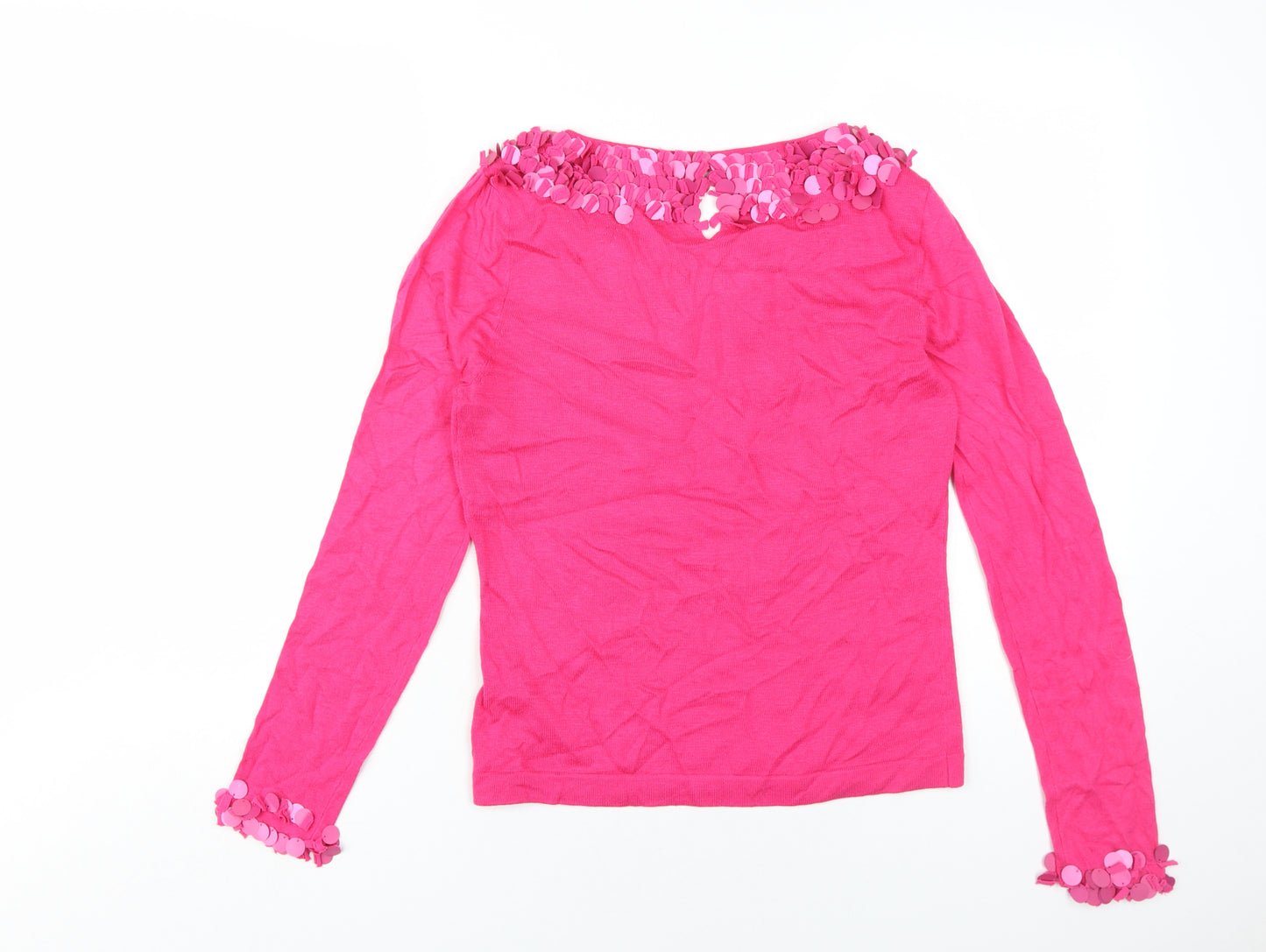 Phase Eight Women's Pink Sequin Pullover Jumper, Size 12