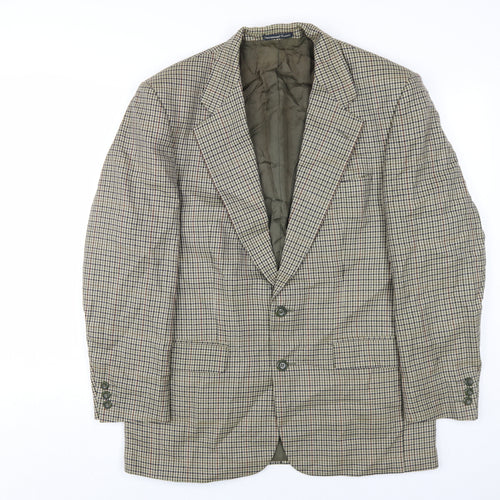 Greenwoods Classic Men's Brown Check Blazer, Size 40, Wool