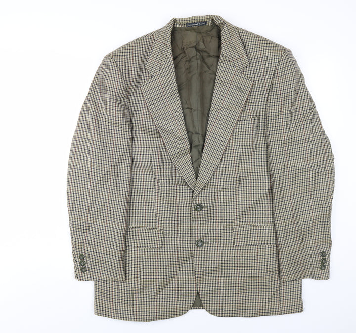 Greenwoods Classic Men's Brown Check Blazer, Size 40, Wool