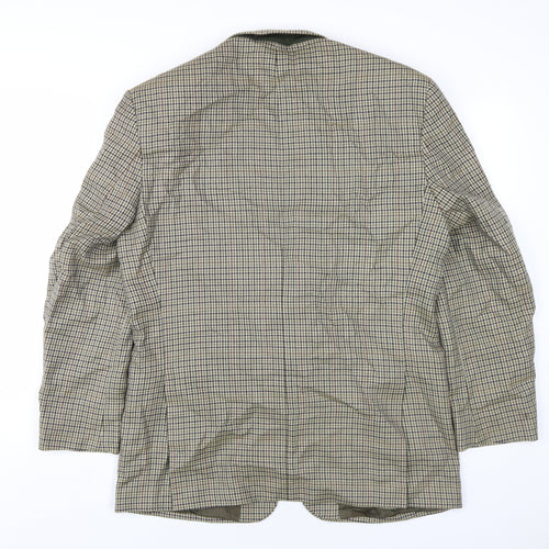 Greenwoods Classic Men's Brown Check Blazer, Size 40, Wool