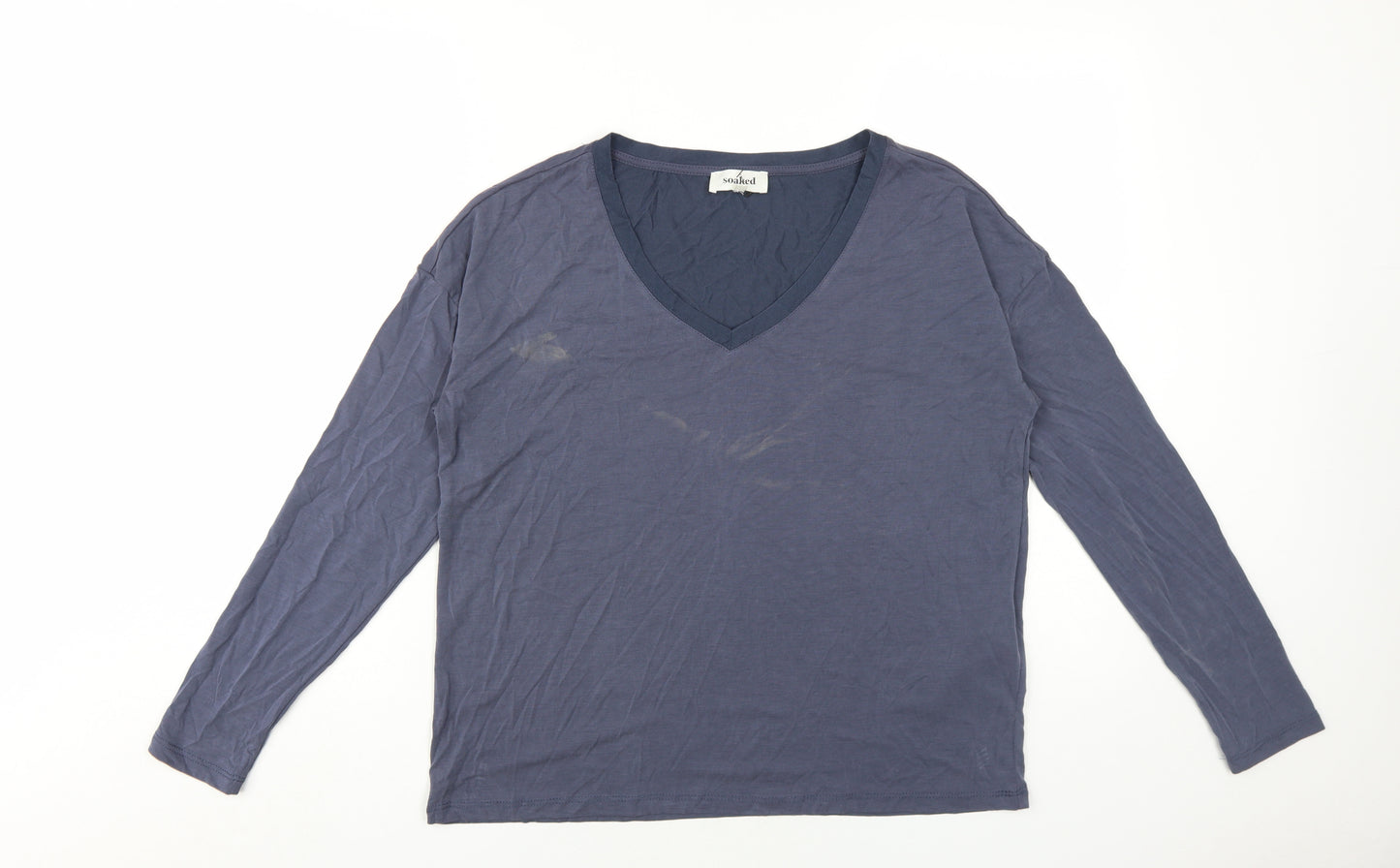 Soaked Women's Blue Long Sleeve V-Neck Top Size L