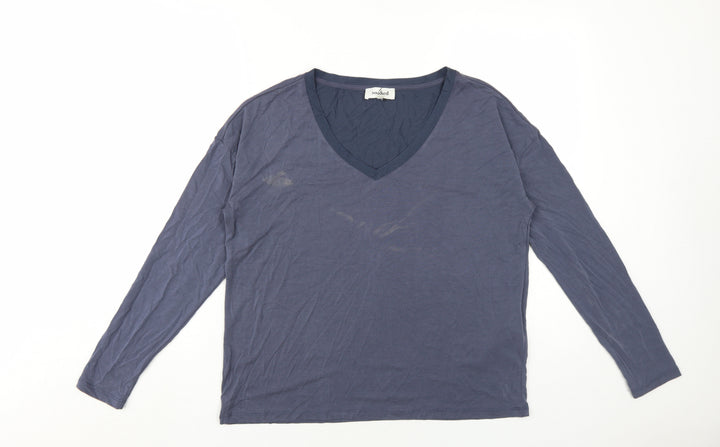 Soaked Women's Blue Long Sleeve V-Neck Top Size L