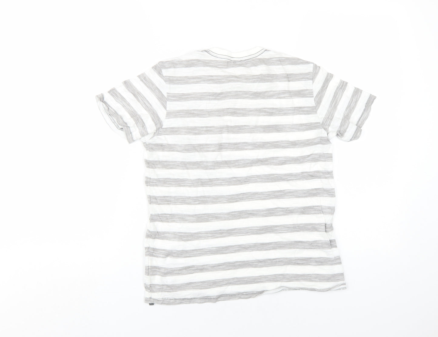 Benetton Boys Grey Striped T-Shirt, Size 10-11 Years, Cotton