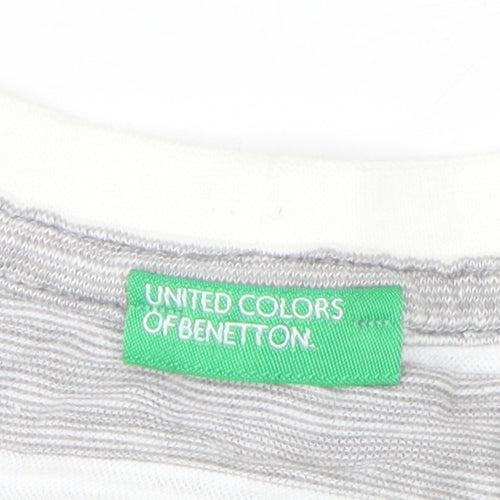 Benetton Boys Grey Striped T-Shirt, Size 10-11 Years, Cotton