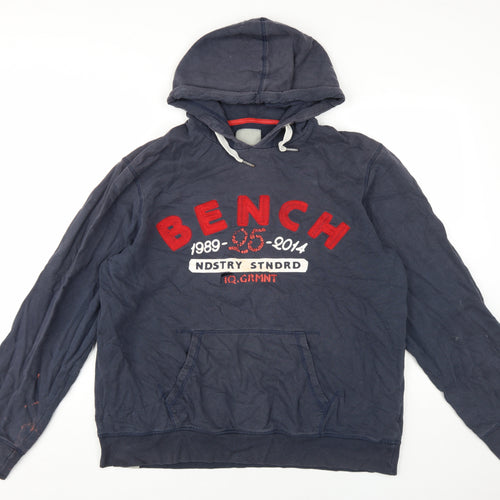 Bench Men's Blue 2XL Pullover Hoodie with Graphic Print