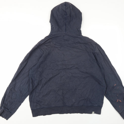 Bench Men's Blue 2XL Pullover Hoodie with Graphic Print