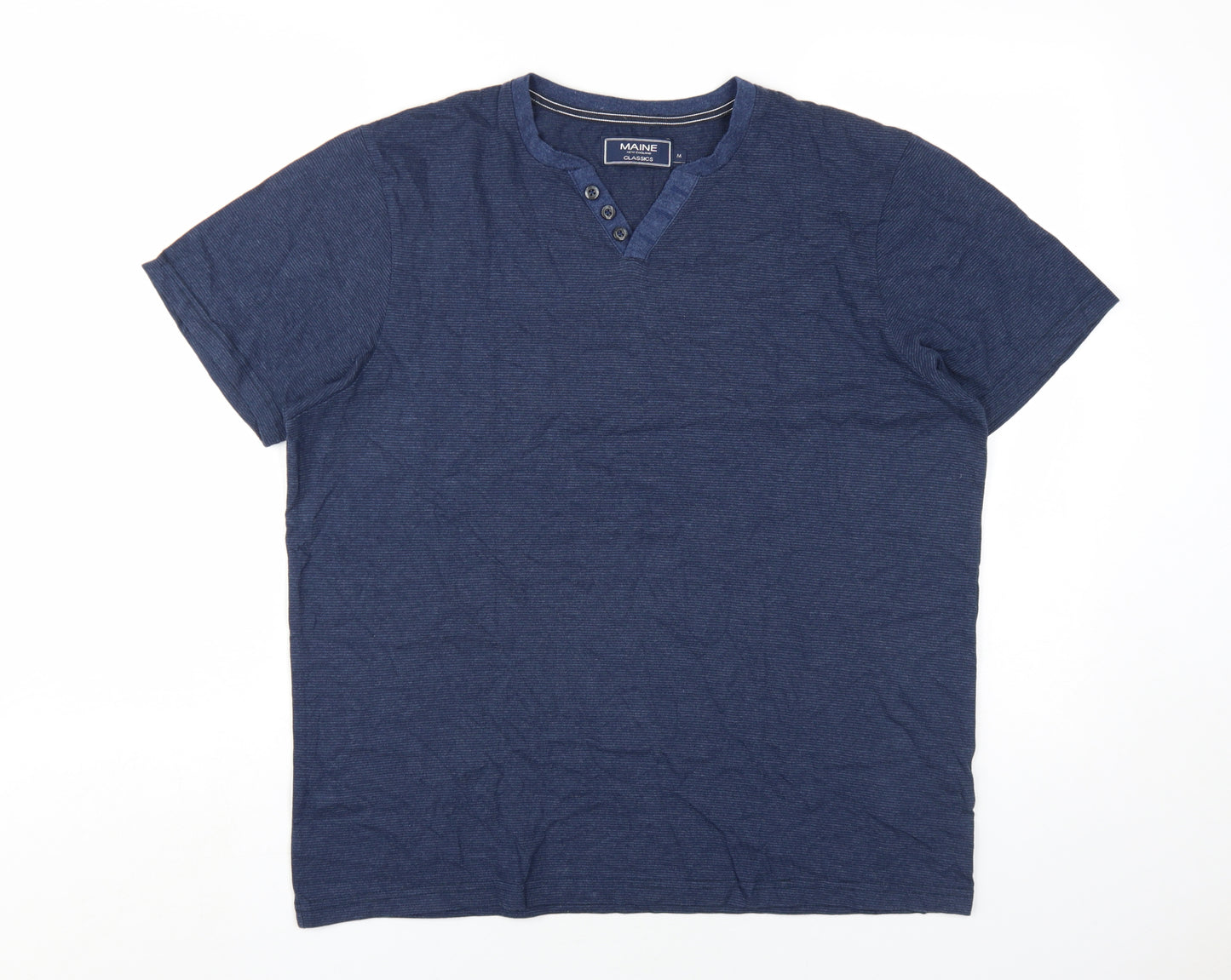 Maine New England Men's Blue Henley T-Shirt, Size M