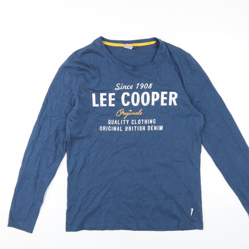 Lee Cooper Men's Blue Long Sleeve Graphic T-Shirt M