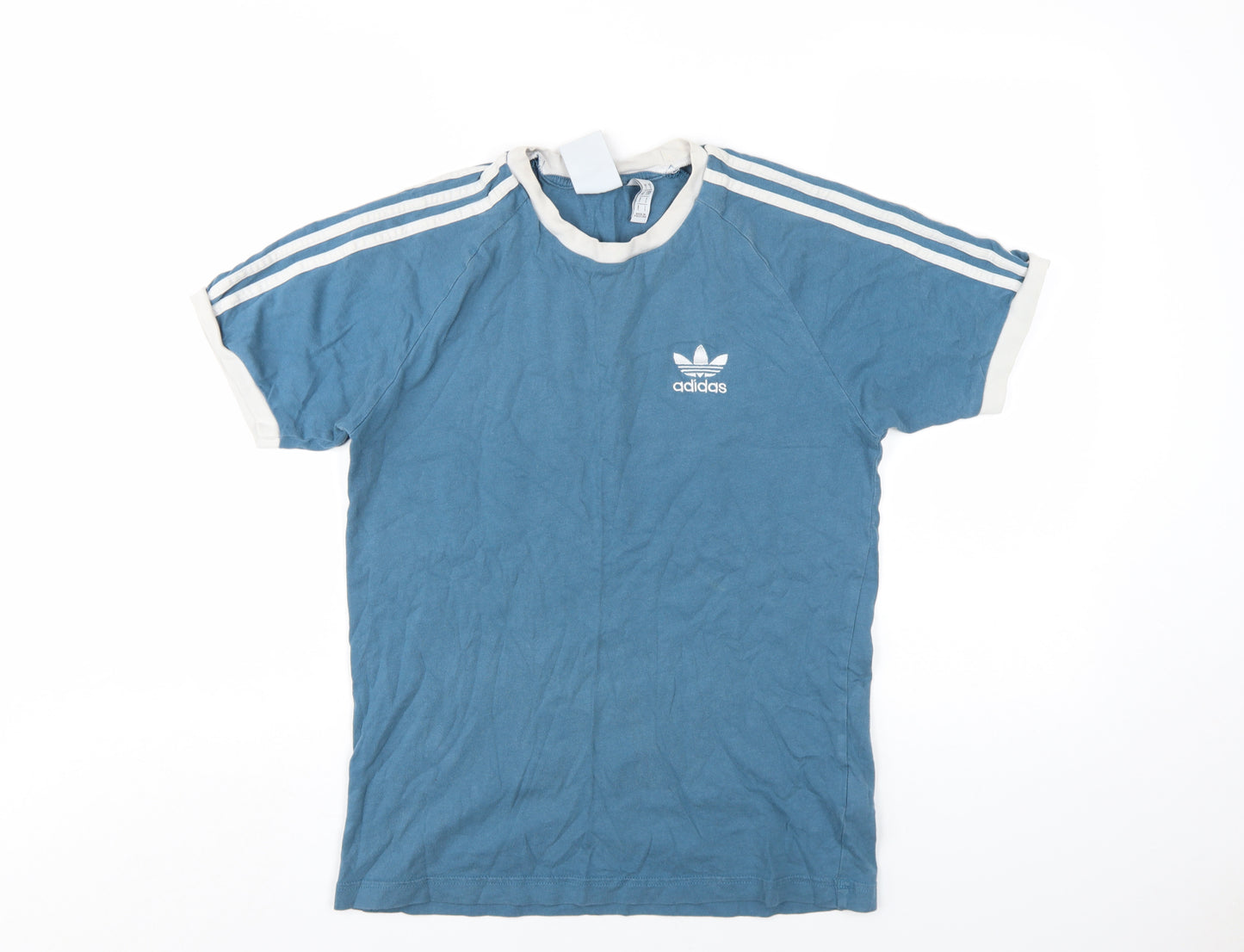 Adidas Men's Blue Cotton Short Sleeve Logo T-Shirt S