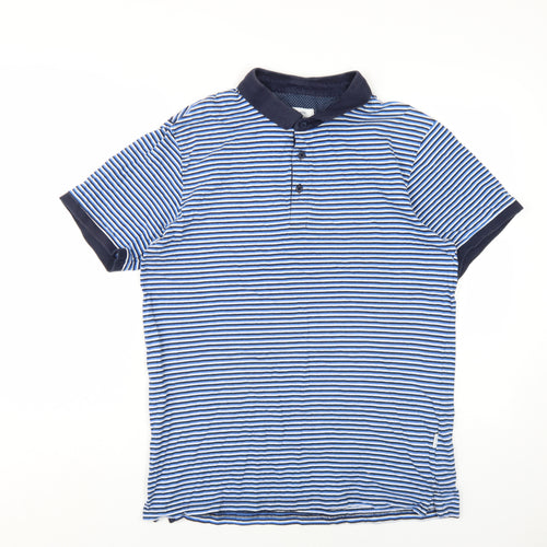 Peter Werth Men's Blue Striped Polo Shirt XL