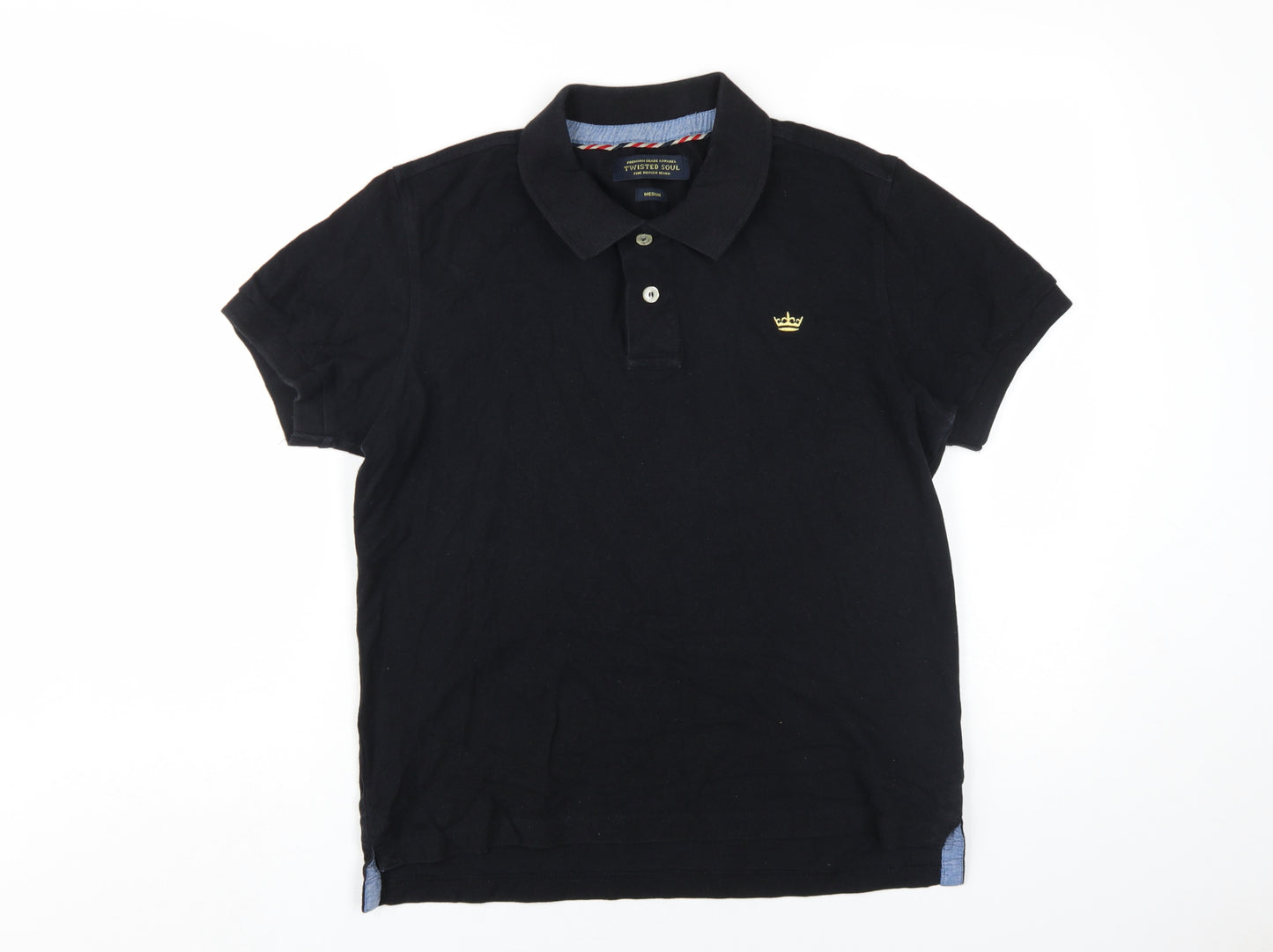 Twisted Soul Men's Black Polo M Logo Design Casual Shirt