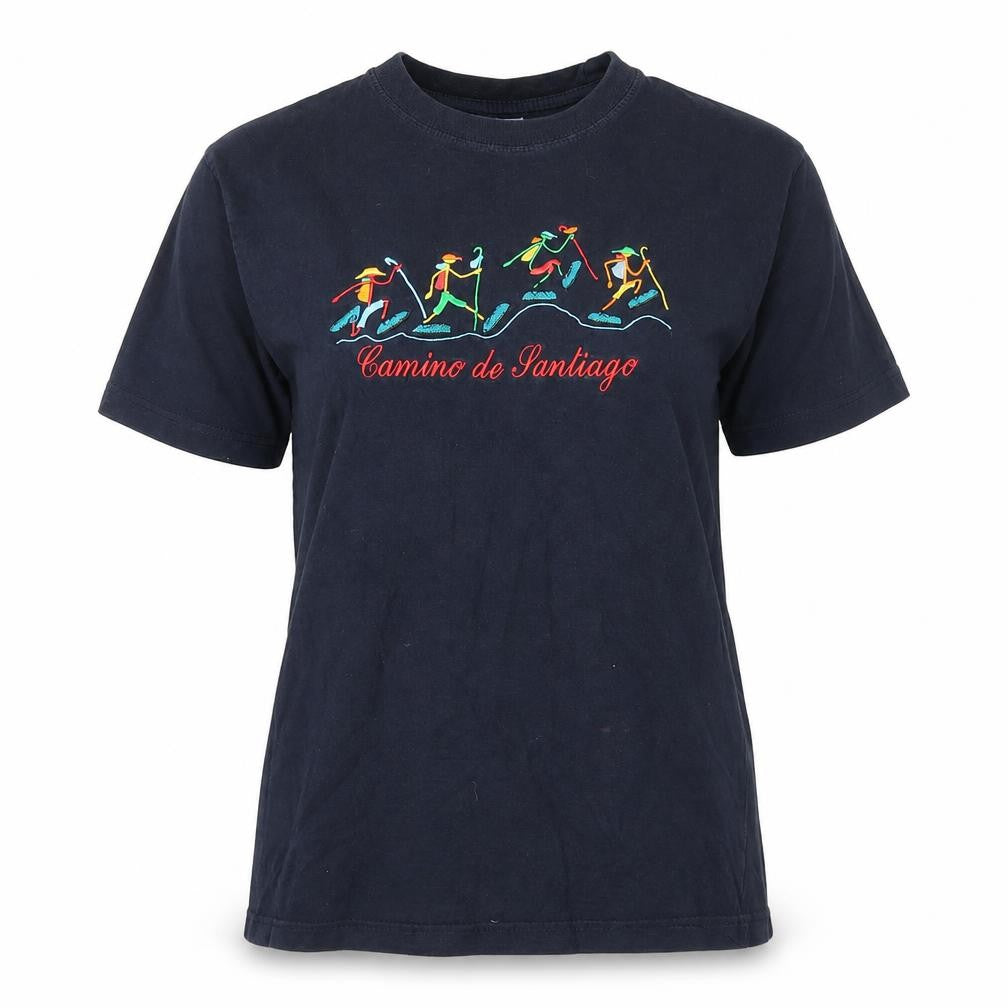 Front view of Safon unisex black embroidered t-shirt m