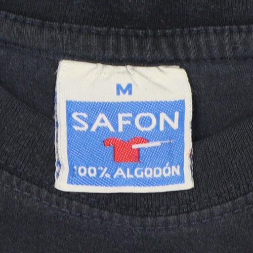Safon Unisex Black Embroidered T-Shirt M