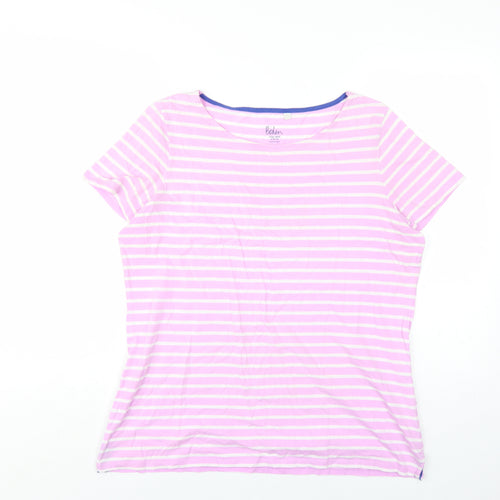 Boden Women's Pink Striped Cotton T-Shirt Size 18