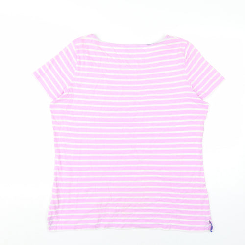 Boden Women's Pink Striped Cotton T-Shirt Size 18