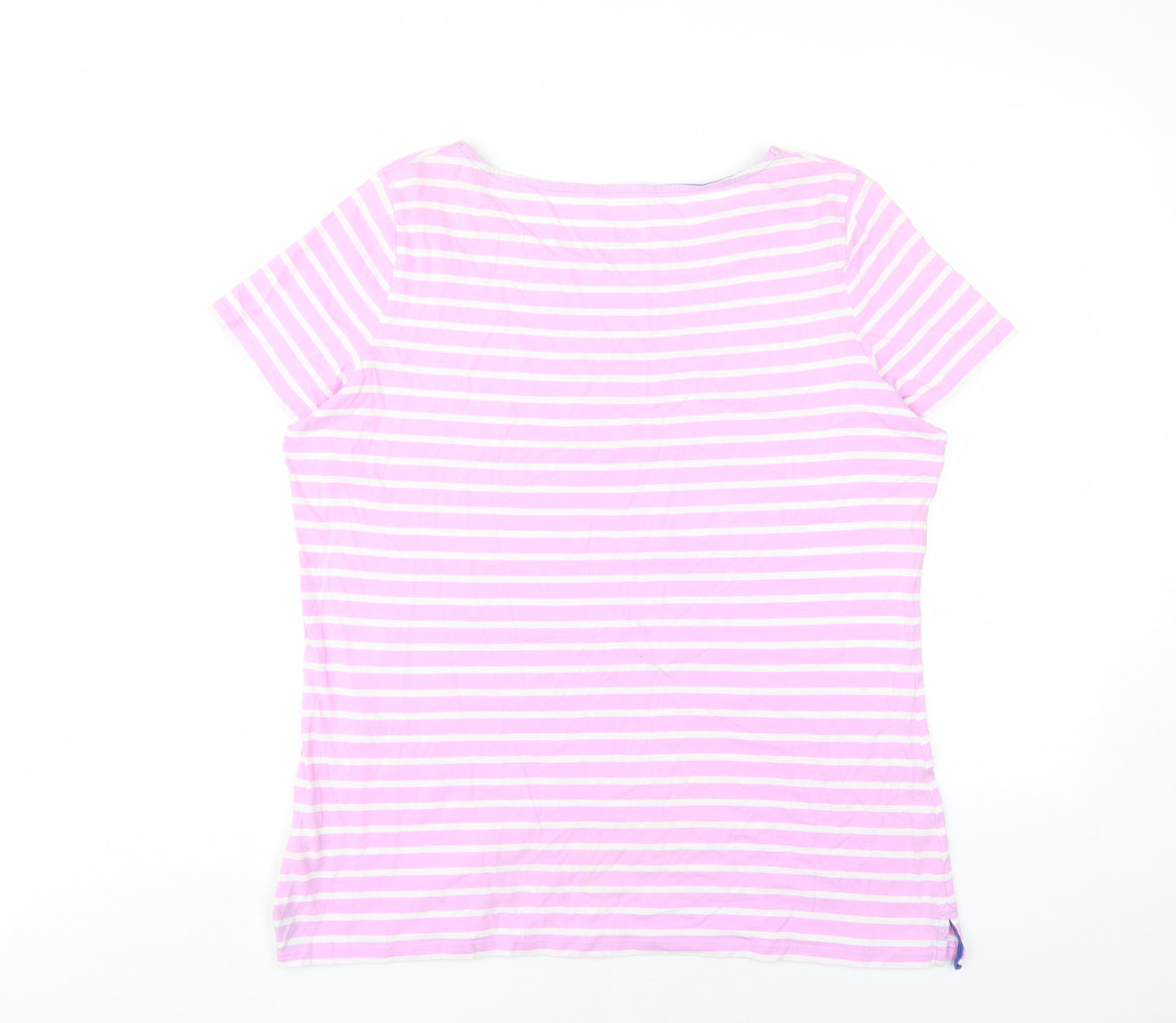 Boden Women's Pink Striped Cotton T-Shirt Size 18
